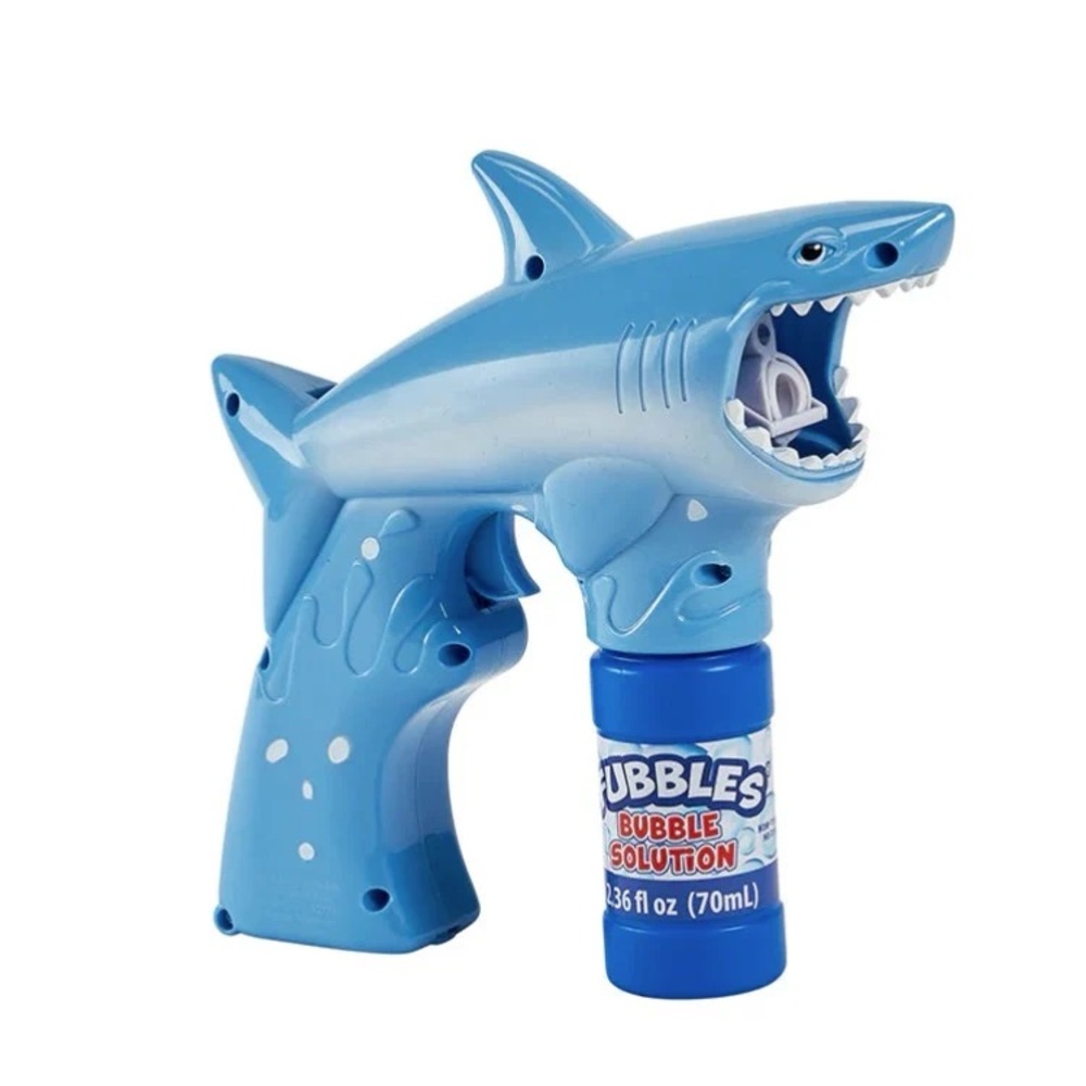 This item is a Fubbles Shark Bubble Blaster, an electric toy